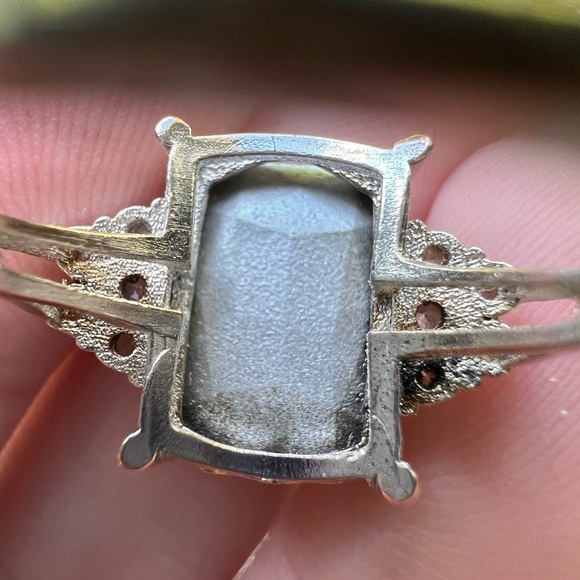 SOLD 2/12 925 SS Vintage Yellow Topaz & CZ or Rhinestones Ring - Picture 13 of 14